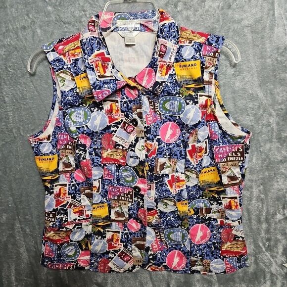 Christopher And Banks Vest Women's Sz M multicolored cotton spandex - Picture 1 of 9